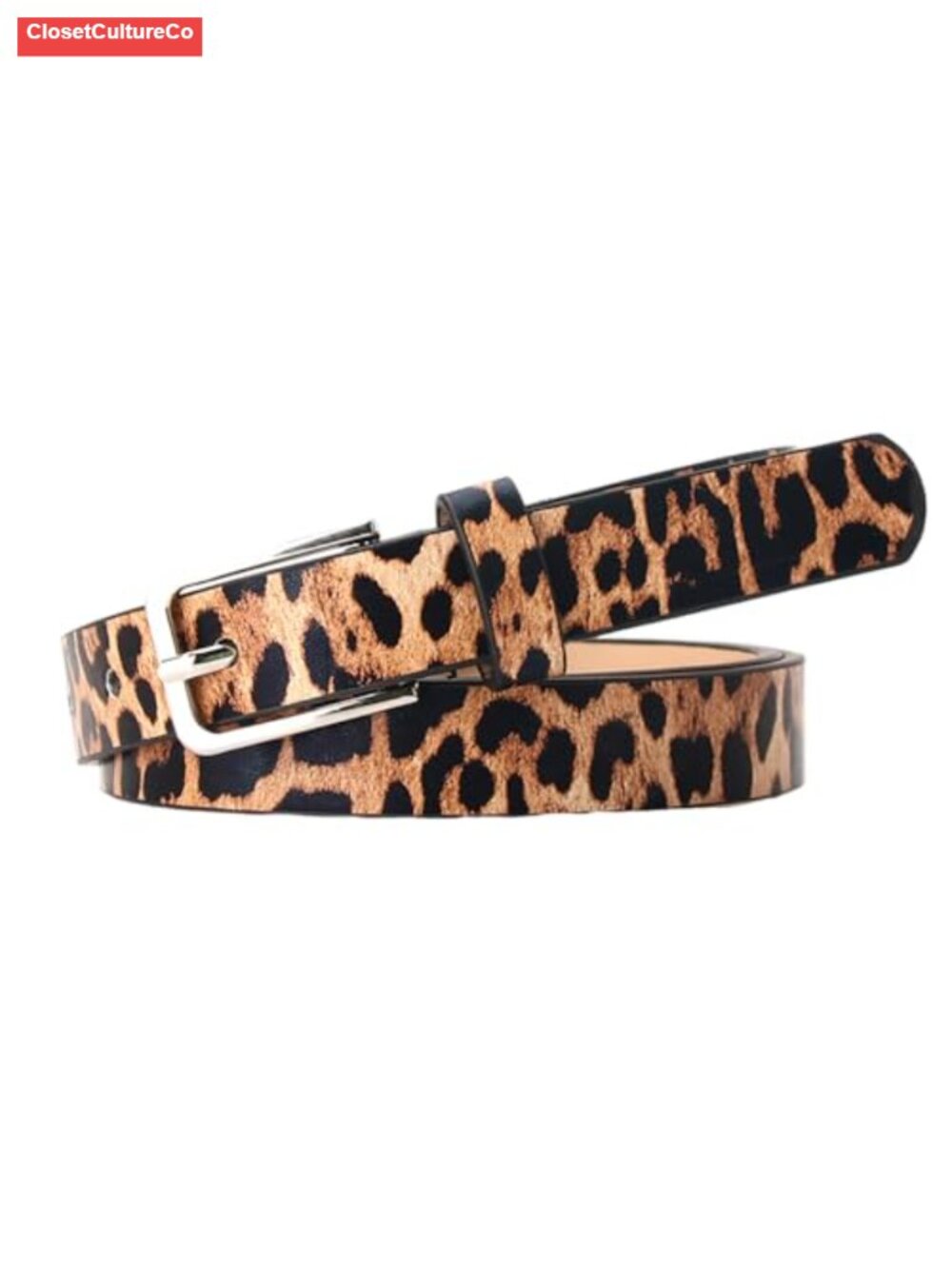 PU Leather Leopard Print Wide Belt Adjustable Waist for Jeans Dress